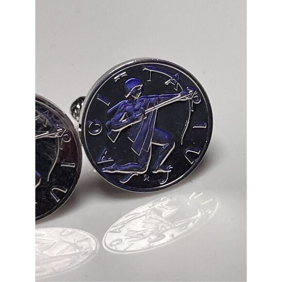 Vintage Sagittarius Sterling Silver Round Circle Cuff Links December Birthday - Picture 3 of 8